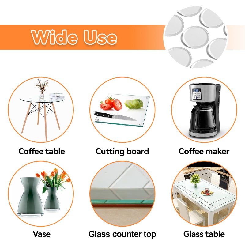 FURNIMATE Glass Table Top Anti Slip Pads - Glass Table Top Bumpers, 20PCS 1 inch Non Adhesive Large - Image 5